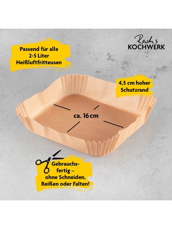 Gourmetmaxx Rachs KOCHWERK Backpapier-Schalen für Heißluft-Fritteusen - 16 x 16 x 4,5 cm - günstig kaufen onesize