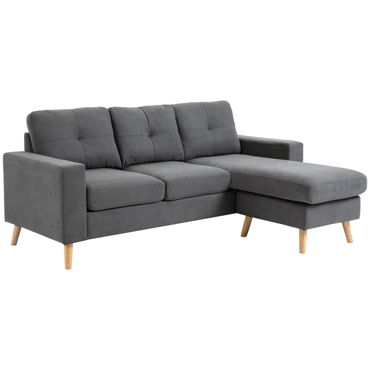 HOMCOM Ecksofa Eckcouch in L-Form, Eckgarnitur in Leinenoptik Couchgarnitur