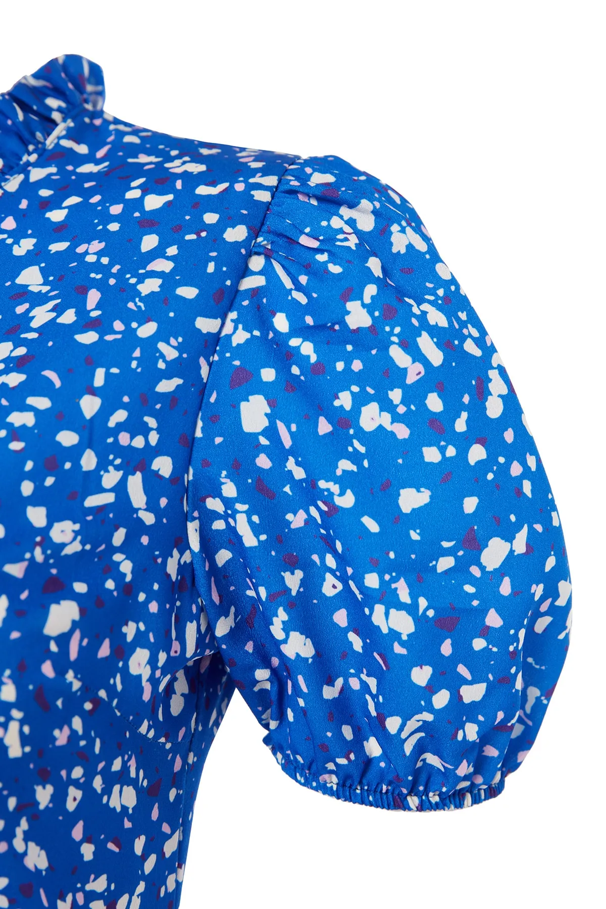 Trendyol Collection  Blaues, geblümtes, gewebtes Midikleid in A-Linie TWOSS20EL0894