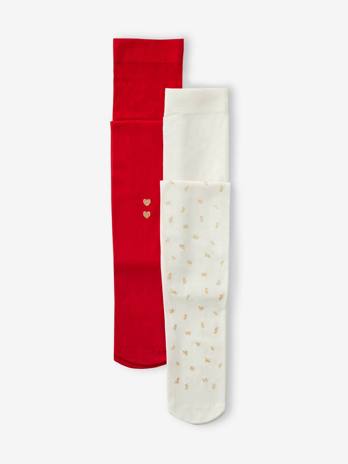 Lot de 2 paires de collants en maille avec motifs en lurex rouge
