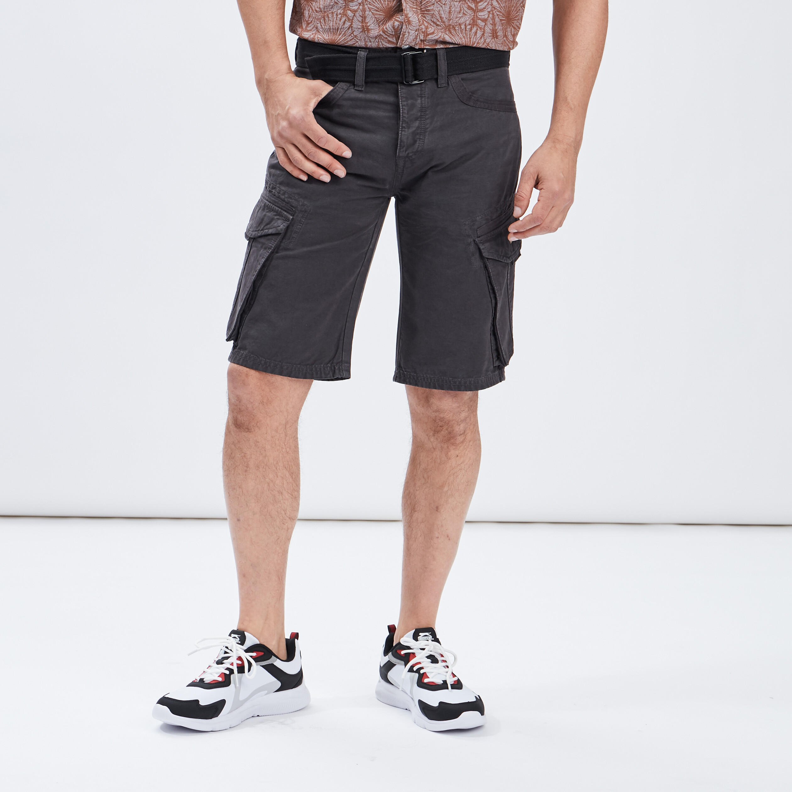 Bermuda regular avec ceinture Trappeur gris foncé homme | La Halle