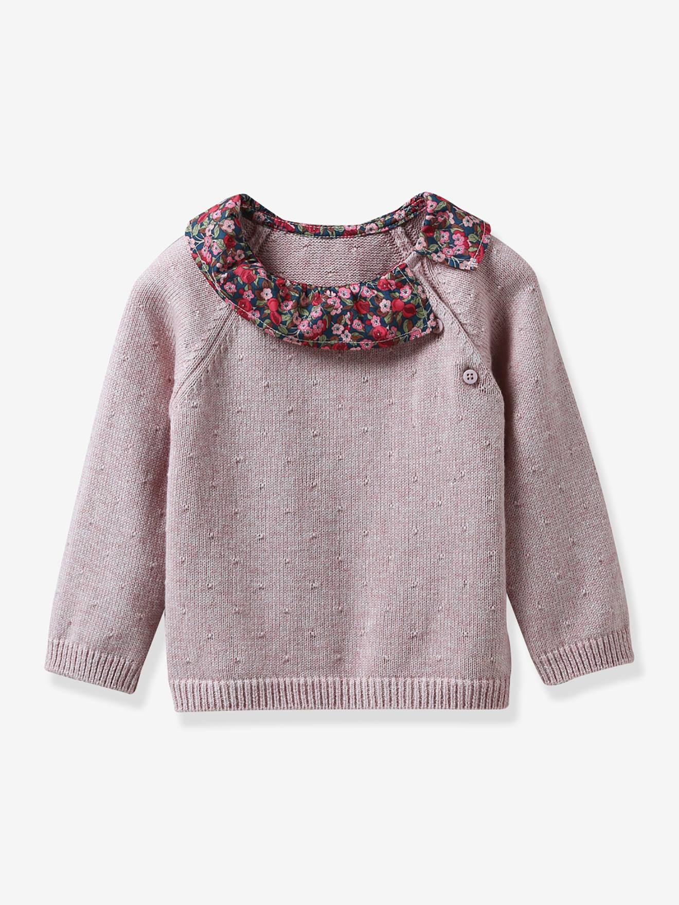 Cyrillus Baby Pullover mit Liberty-Kragen CYRILLUS - rosa bedruckt