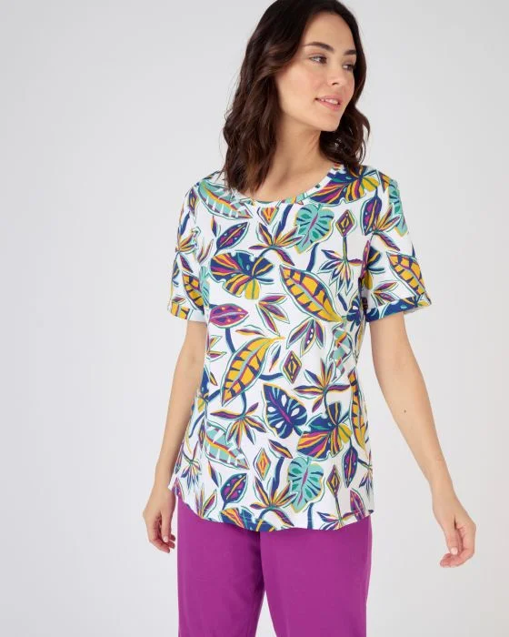 Tee-shirt de pyjama manches courtes pur coton peigné