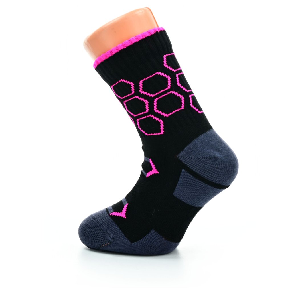 Footic Sport Hexagon BF Black Pink Barfußsocken, 1 Paar