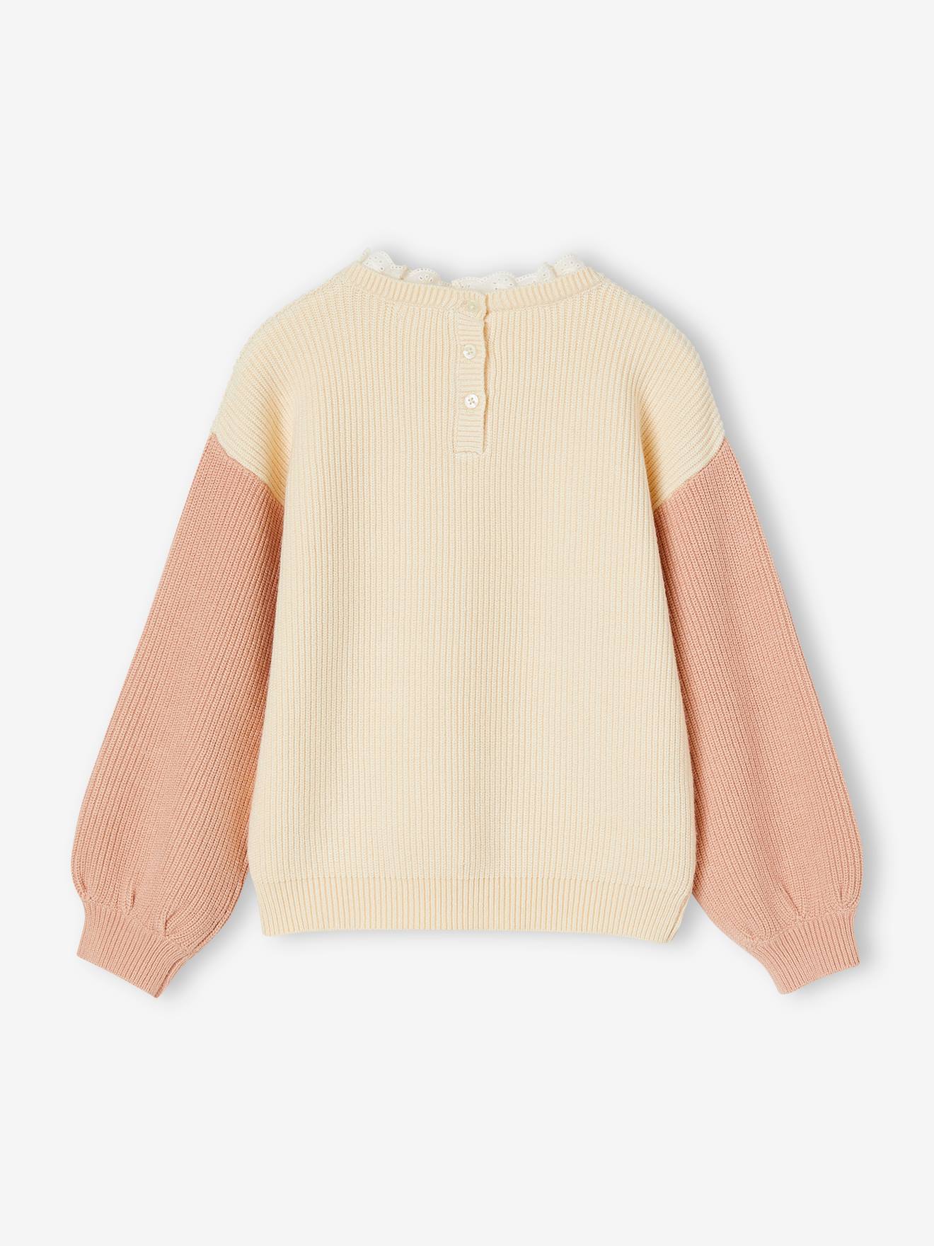 Pull col fantaisie forme loose fille rayé marine