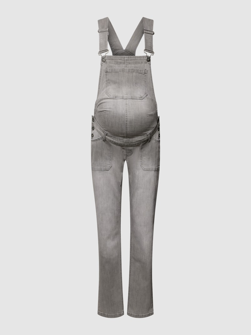 Umstands-Latzhose in Jeans-Optik in hellgrau