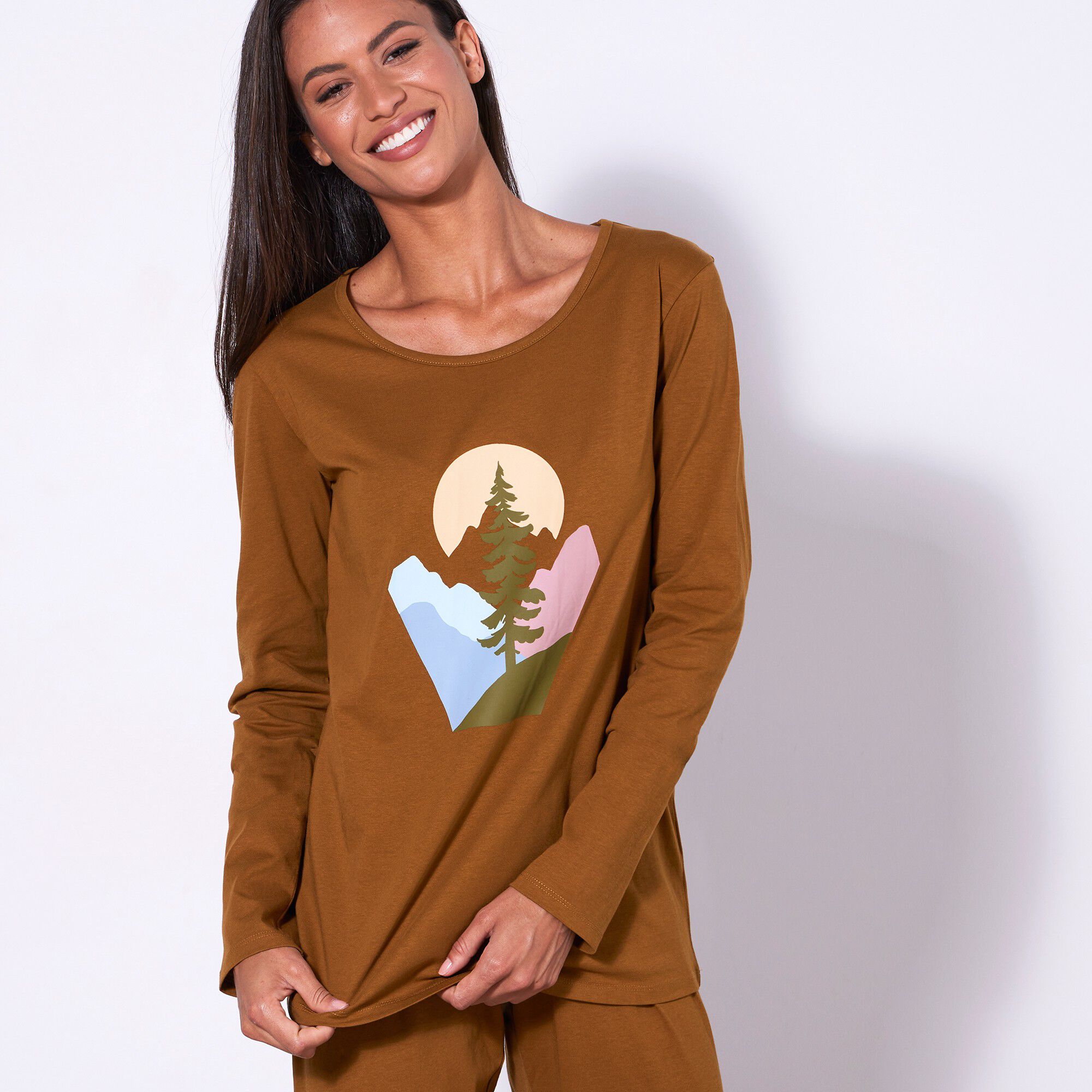 Pyjama manches longues coton imprimé « sapin »