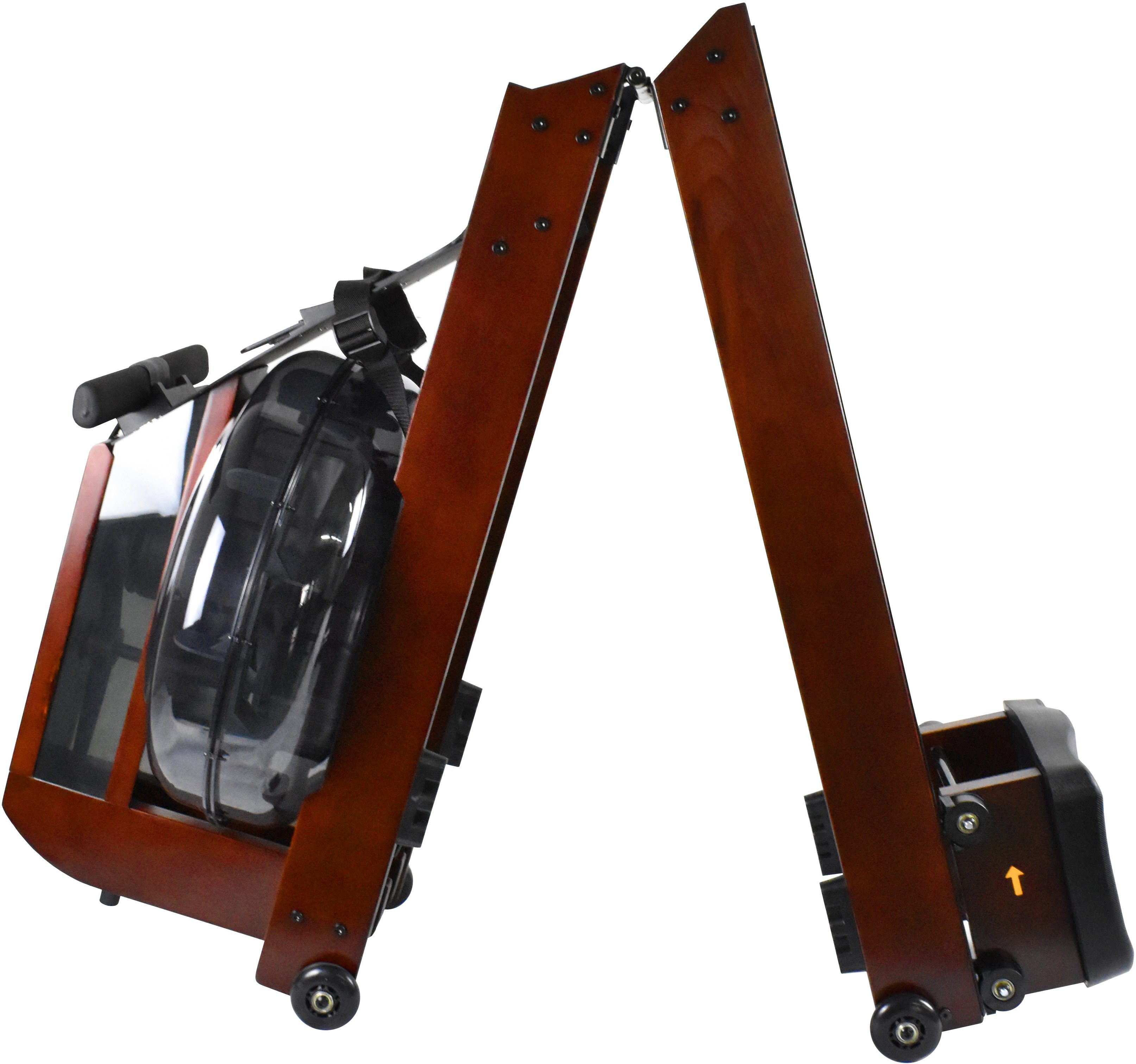 body coach Ruderzugmaschine Wood Champion II Rower, extra großer Wassertank, platzsparend faltbar