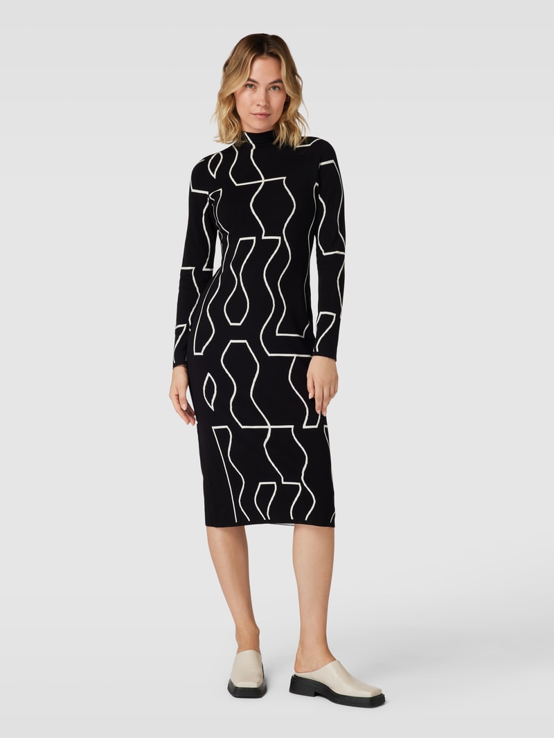 Midikleid mit Turtleneck in schwarz