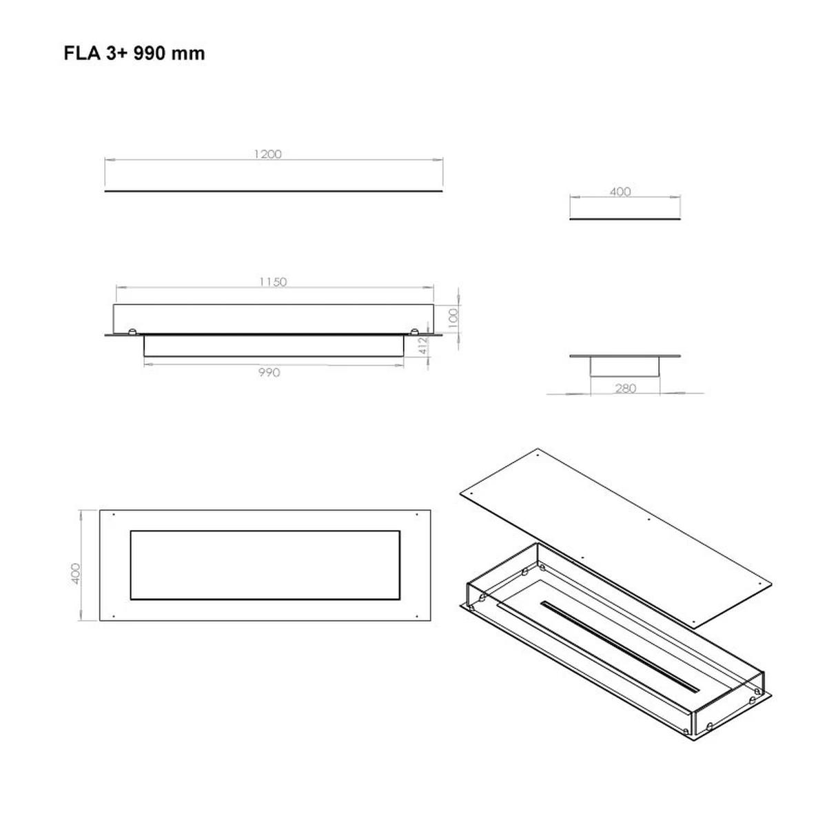 Foco Foco Four 1200, Bioethanol-Einbaukamin, Wandkamin, 6,2 kW, automatischer oder manueller Brenner