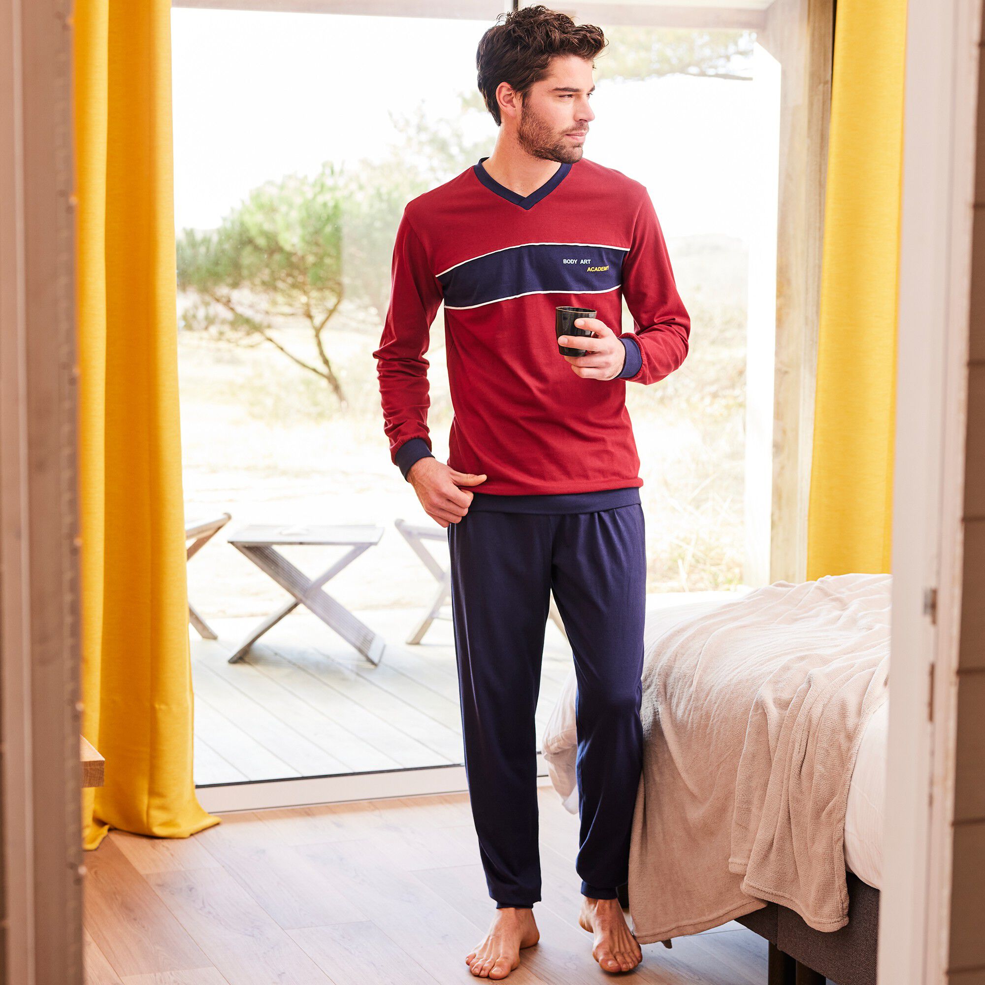 Pyjama pantalon bande poitrine maille jersey
