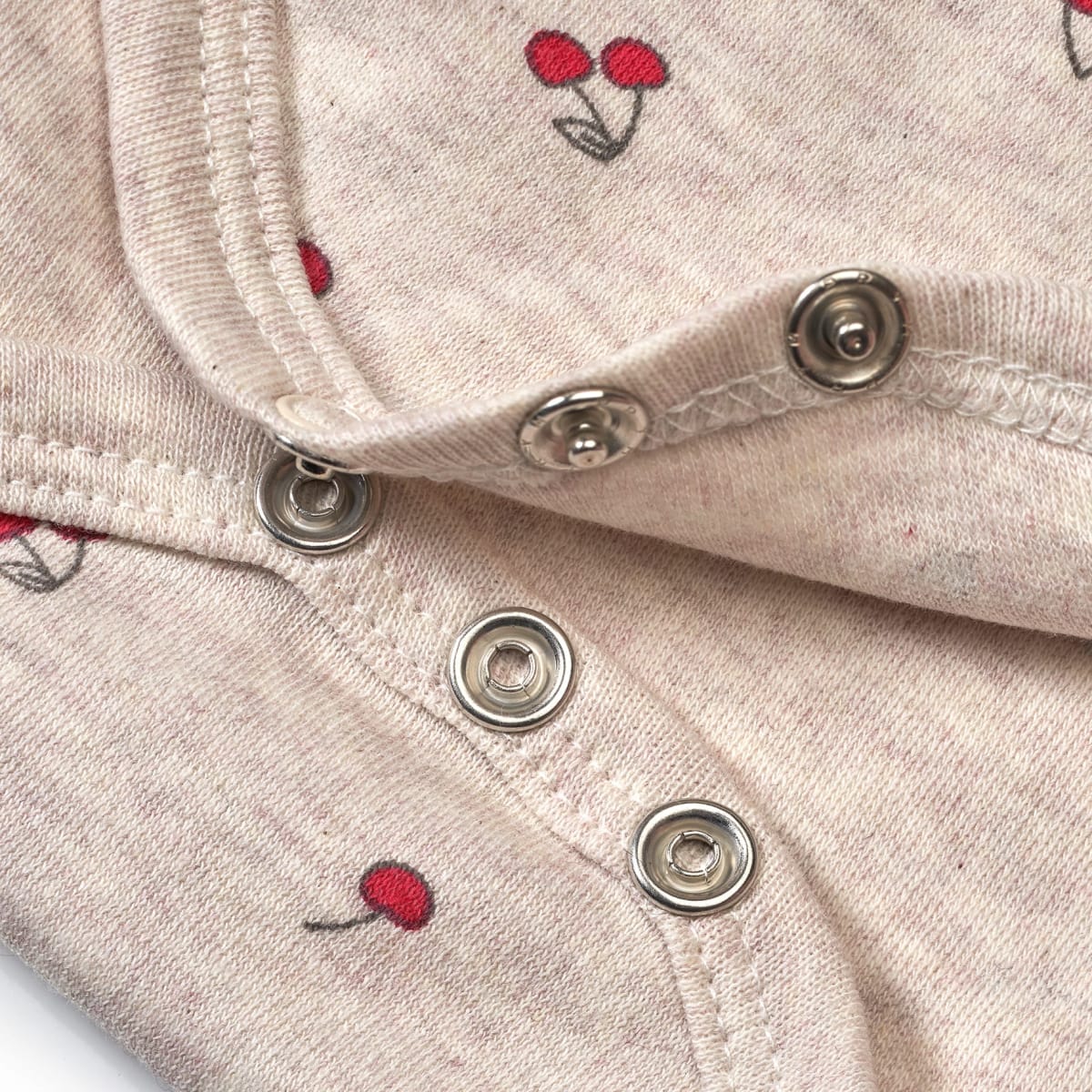 Body Kurzarm mit Kirschen-Muster, beige, Gr. 74/80, 1 St