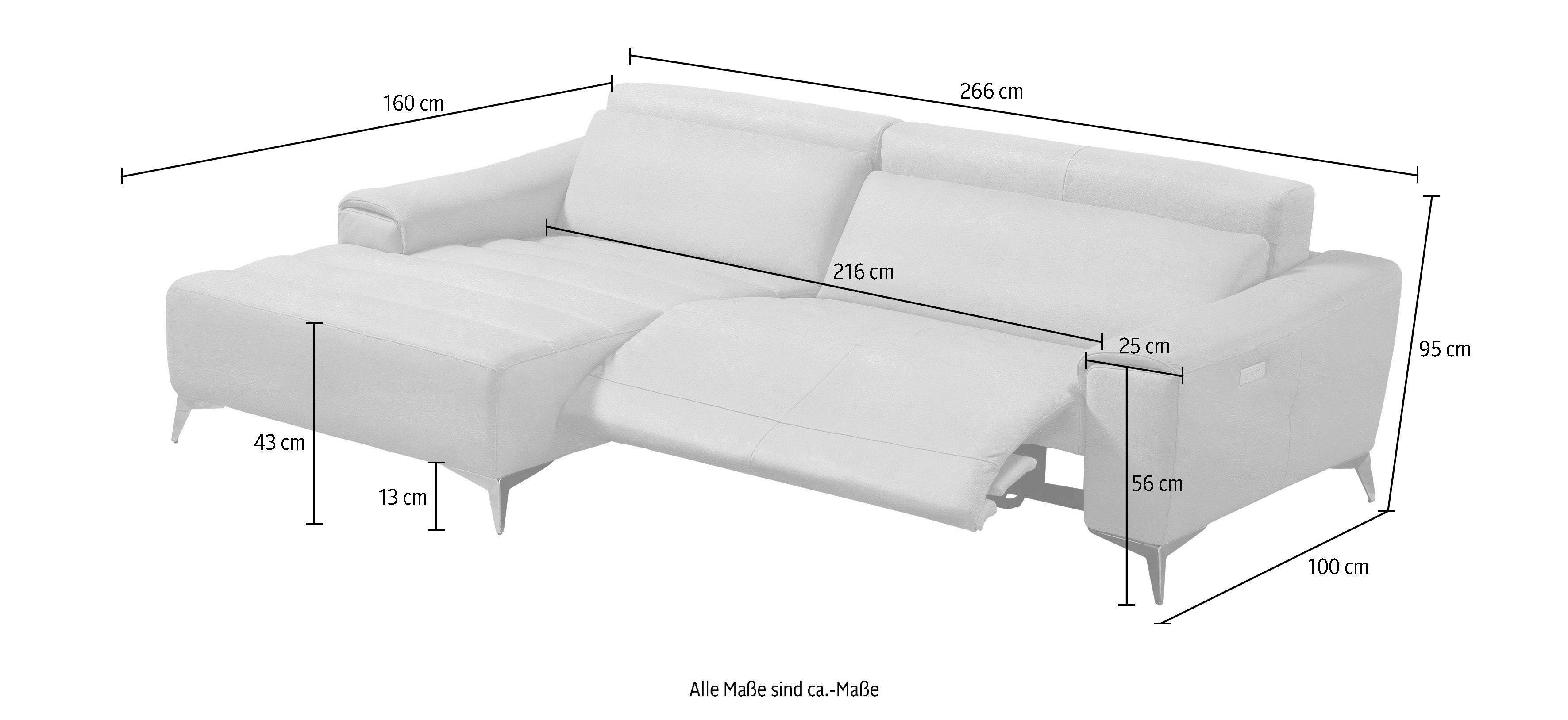 Egoitaliano Ecksofa Suzette, mit Recamiere, inkl. 1 elektronischen Relaxfunktion