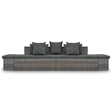 vidaXL Loungesofa 4-tlg. Garten-Sofagarnitur mit Kissen Grau Poly Rattan