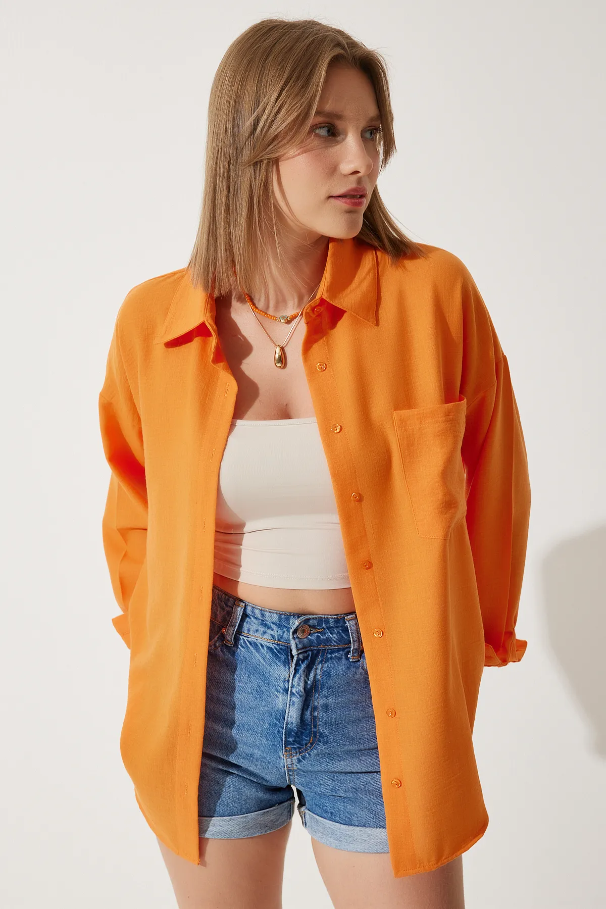 Happiness İstanbul  Hemd - Orange - Oversized