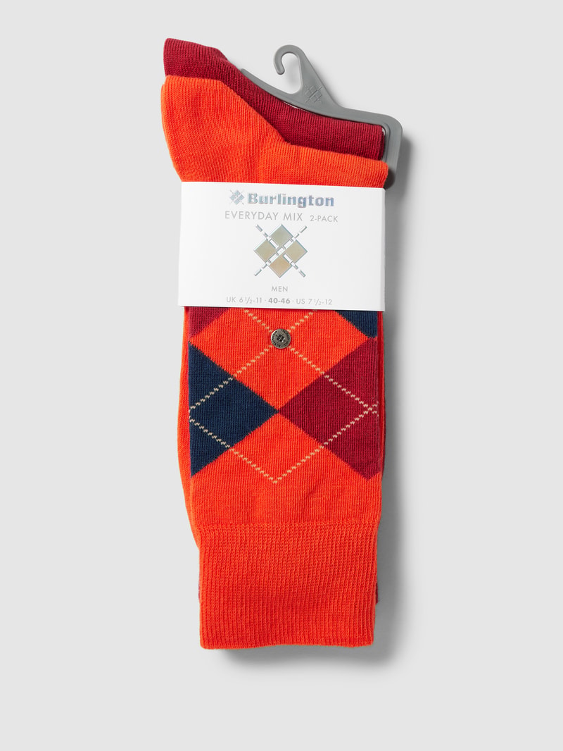 Socken mit Label-Applikation im 2er-Pack in rostrot