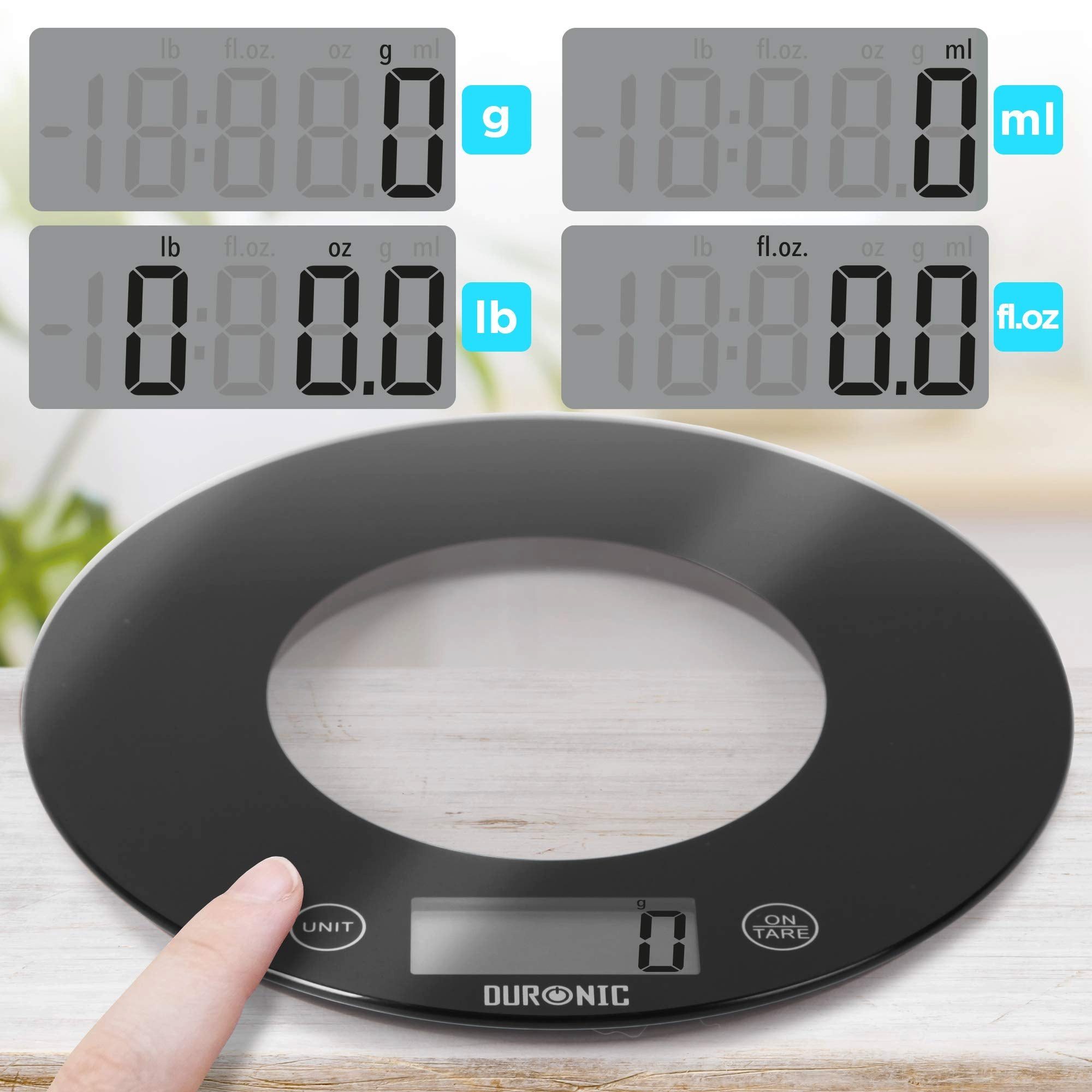 Duronic Küchenwaage, KS7000 Küchenwaage, 10 kg Digitalwaage rund mit 2 L Schüssel
