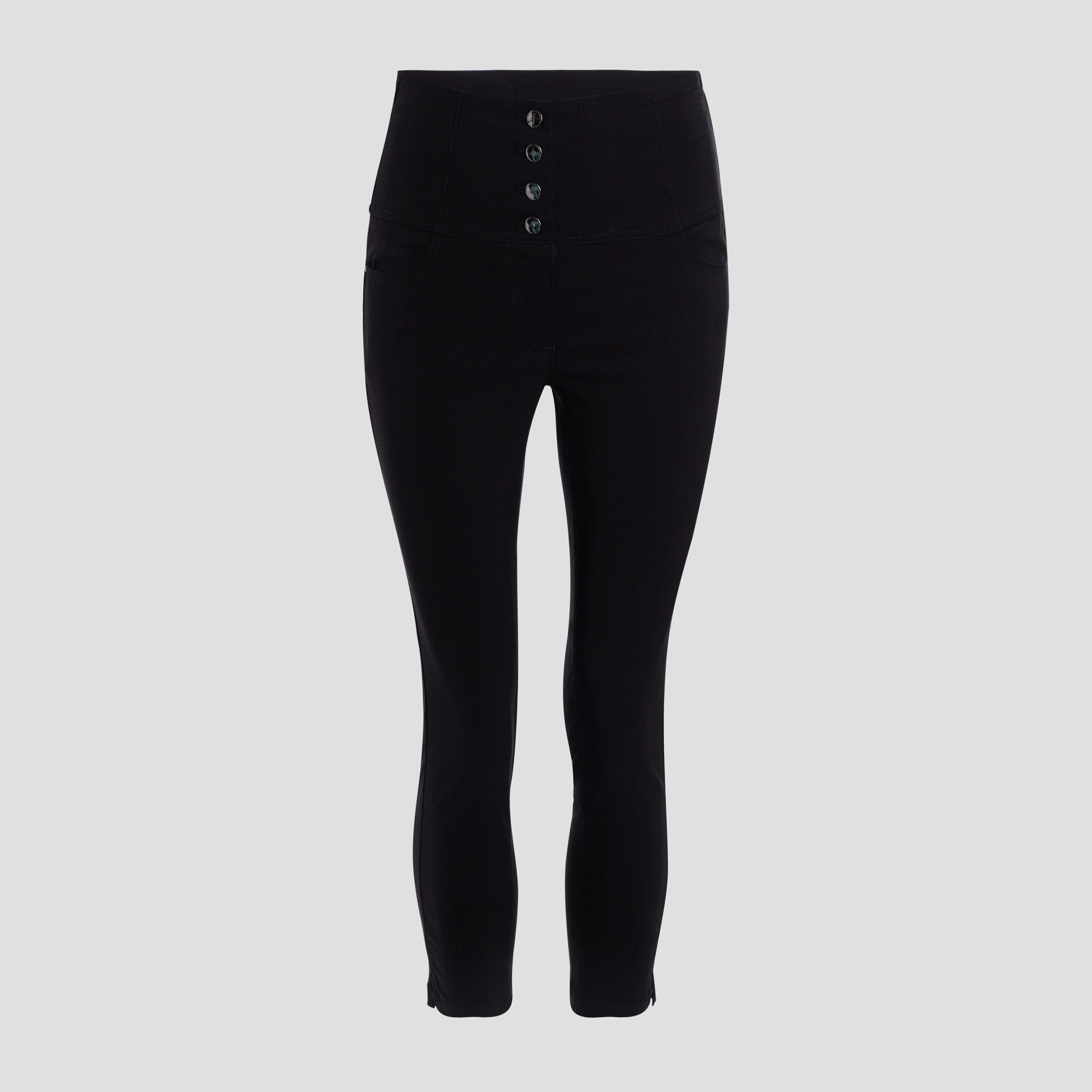 Pantacourt slim taille haute noir femme | La Halle