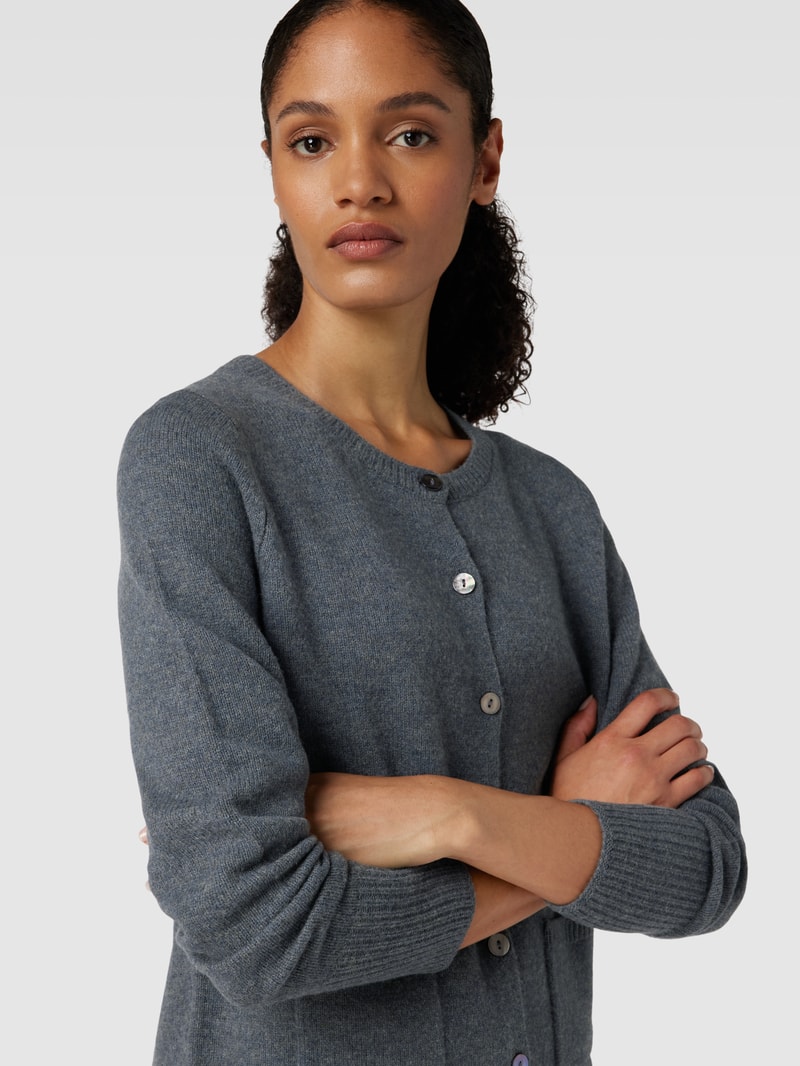 Strickjacke mit Knopfleiste und Eingrifftaschen in anthrazit meliert