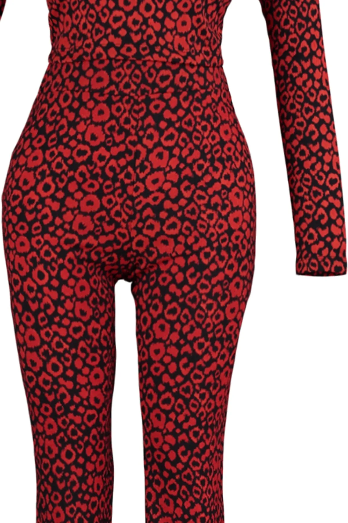 Trendyol Collection  Rotes bedrucktes Strickoberteil und -unterteil-Set TWOAW23AU00153