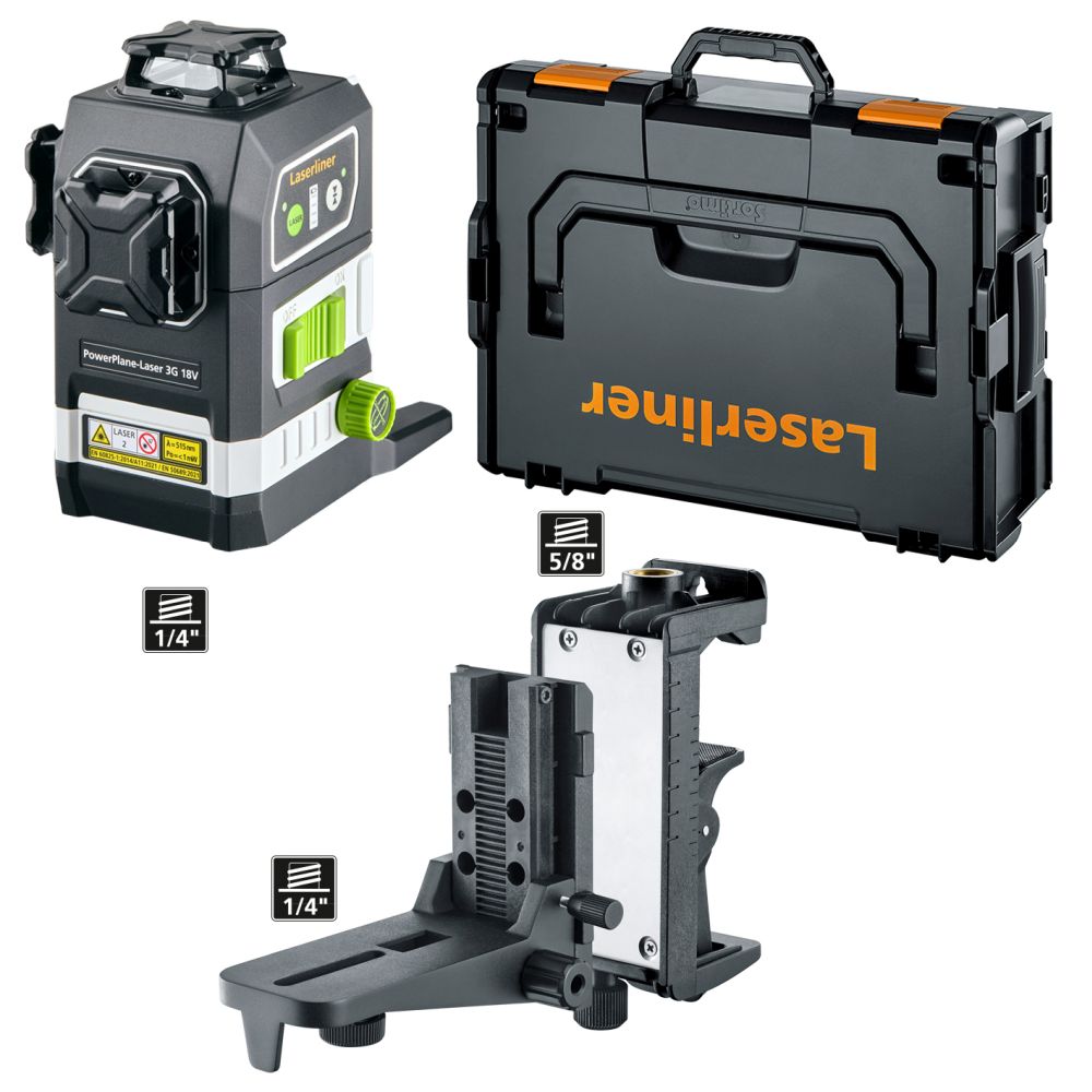 Laserliner 036.380L PowerPlane-Laser 3G Multi 18V SET i L-Boxx exkl. batteriadaptrar, batteriladdare