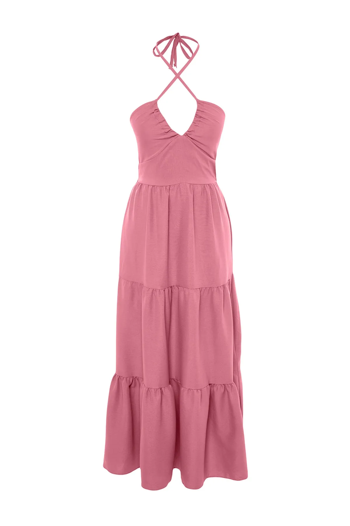 Trendyol Collection  Lila gewebtes Maxikleid mit Volant am Rücken und detailliertem Volant TWOSS23EL00028