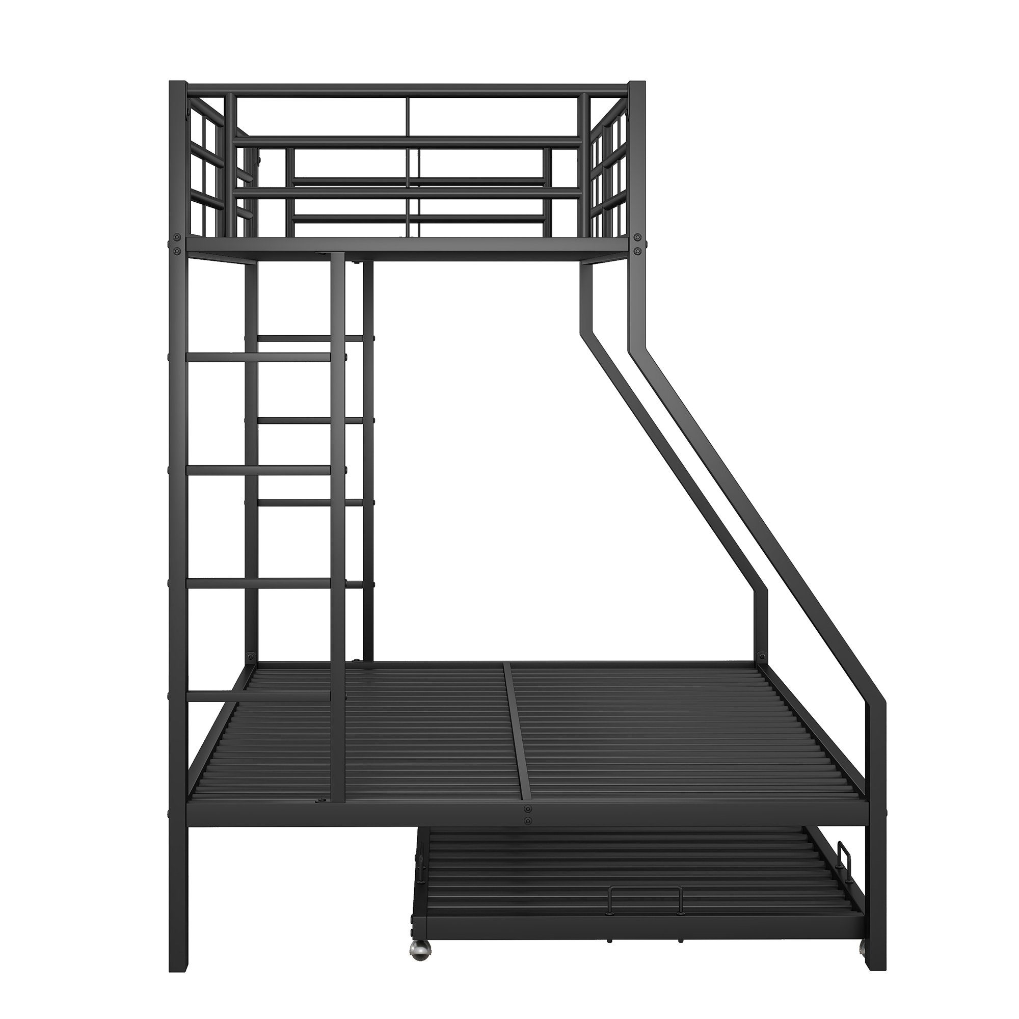 Flieks Etagenbett, Metallbett mit ausziehbarem Bett 90x200cm/140x200cm/90x190cm