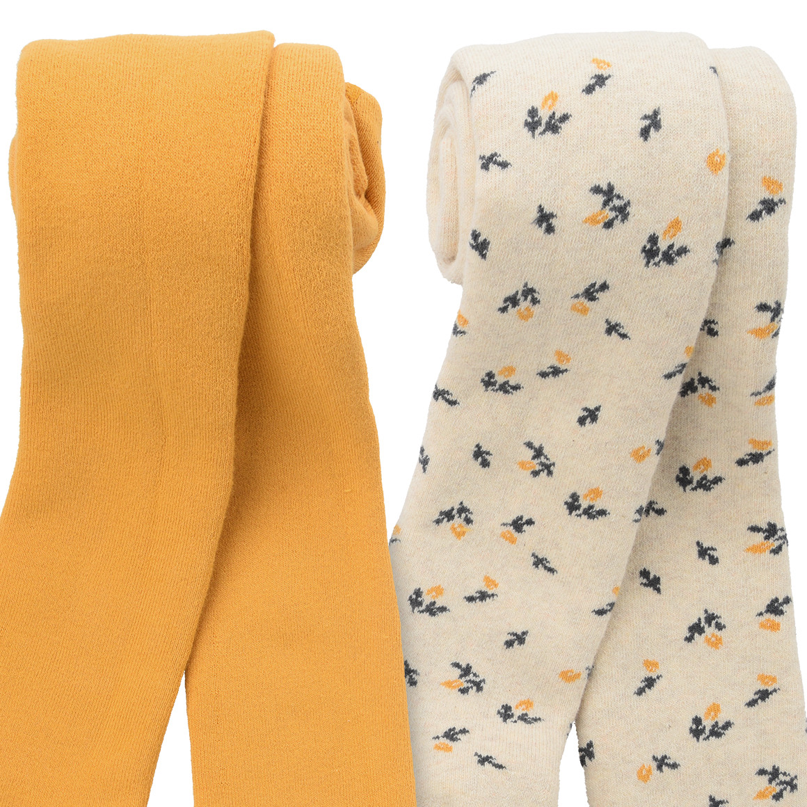 2 Mädchen Frotteestrumpfhosen mit Blüten