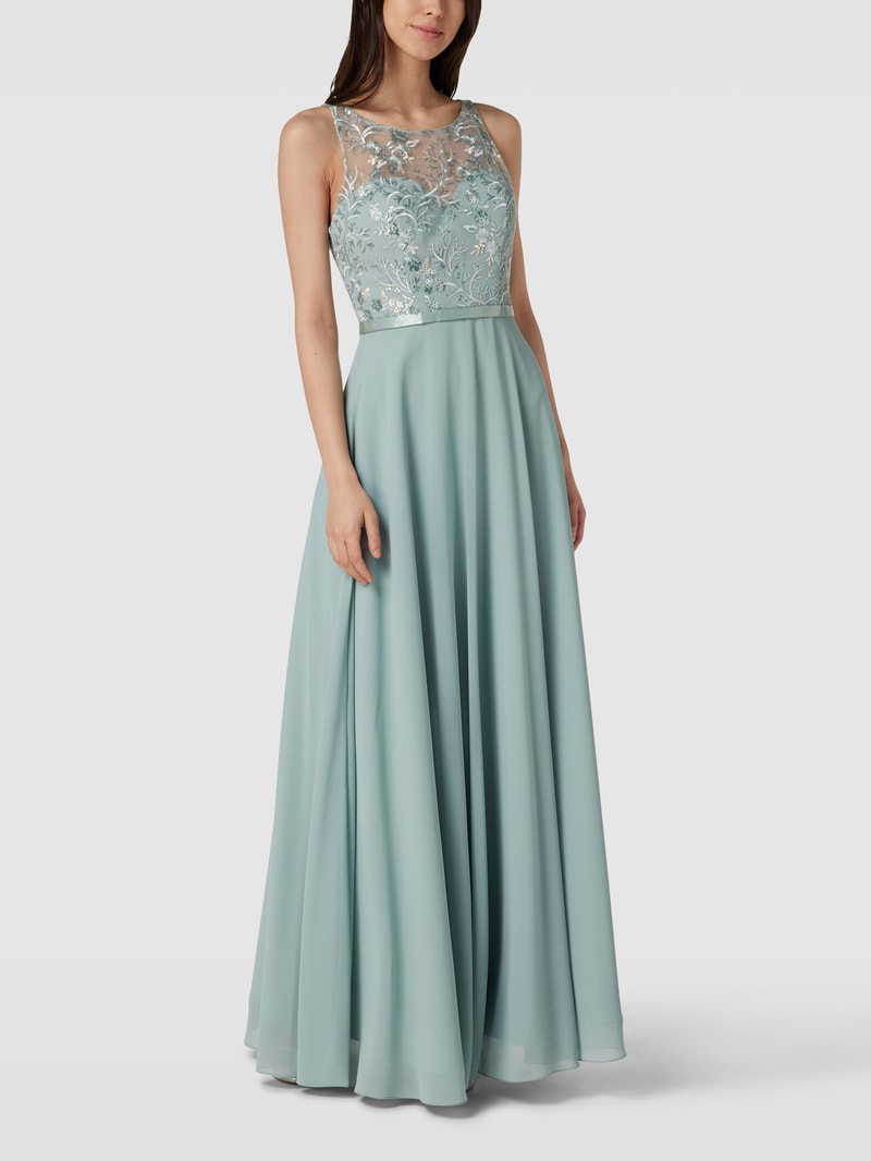 Abendkleid mit Paillettenbesatz in mint