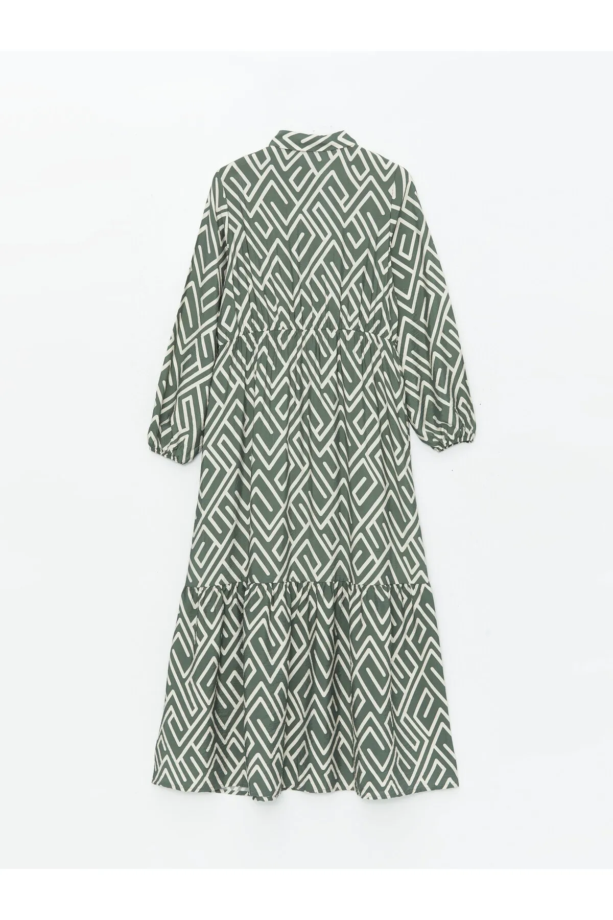 LC Waikiki  Gemustertes langärmliges Damen-Hemdkleid