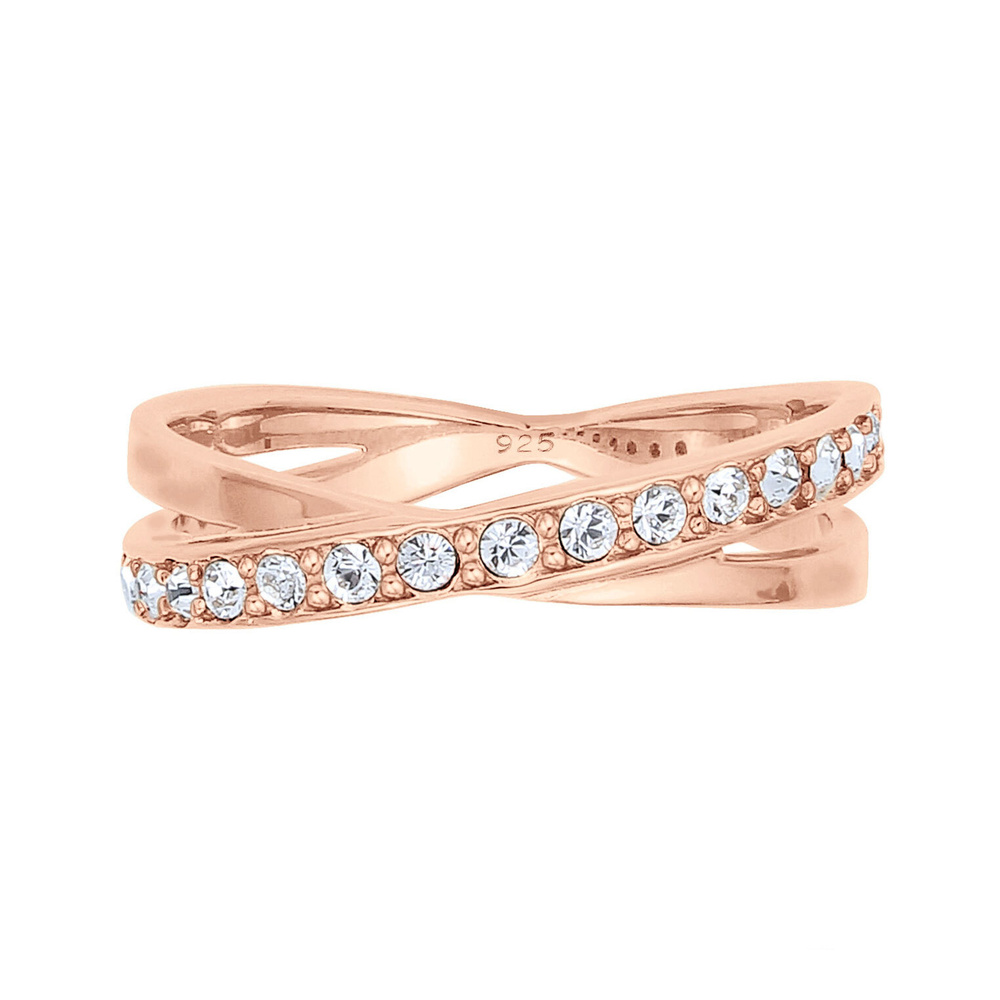 Elli Elli Bague Femmes Enroulement Élégant avec Cristaux en Argent Sterling 925 Bague