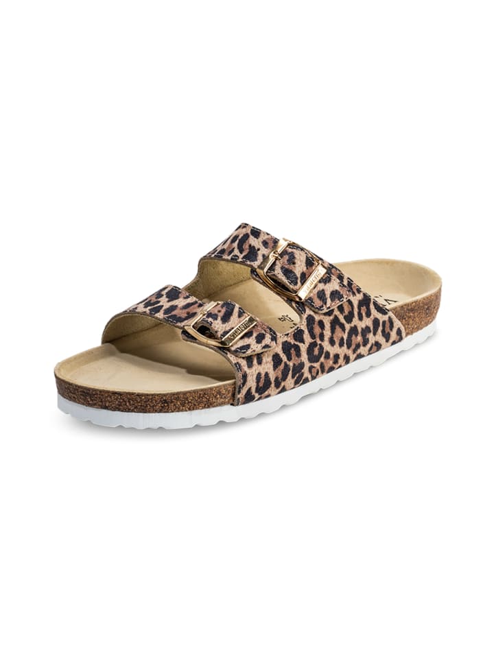 VITAFORM Veloursleder Pantoletten in leopard günstig kaufen