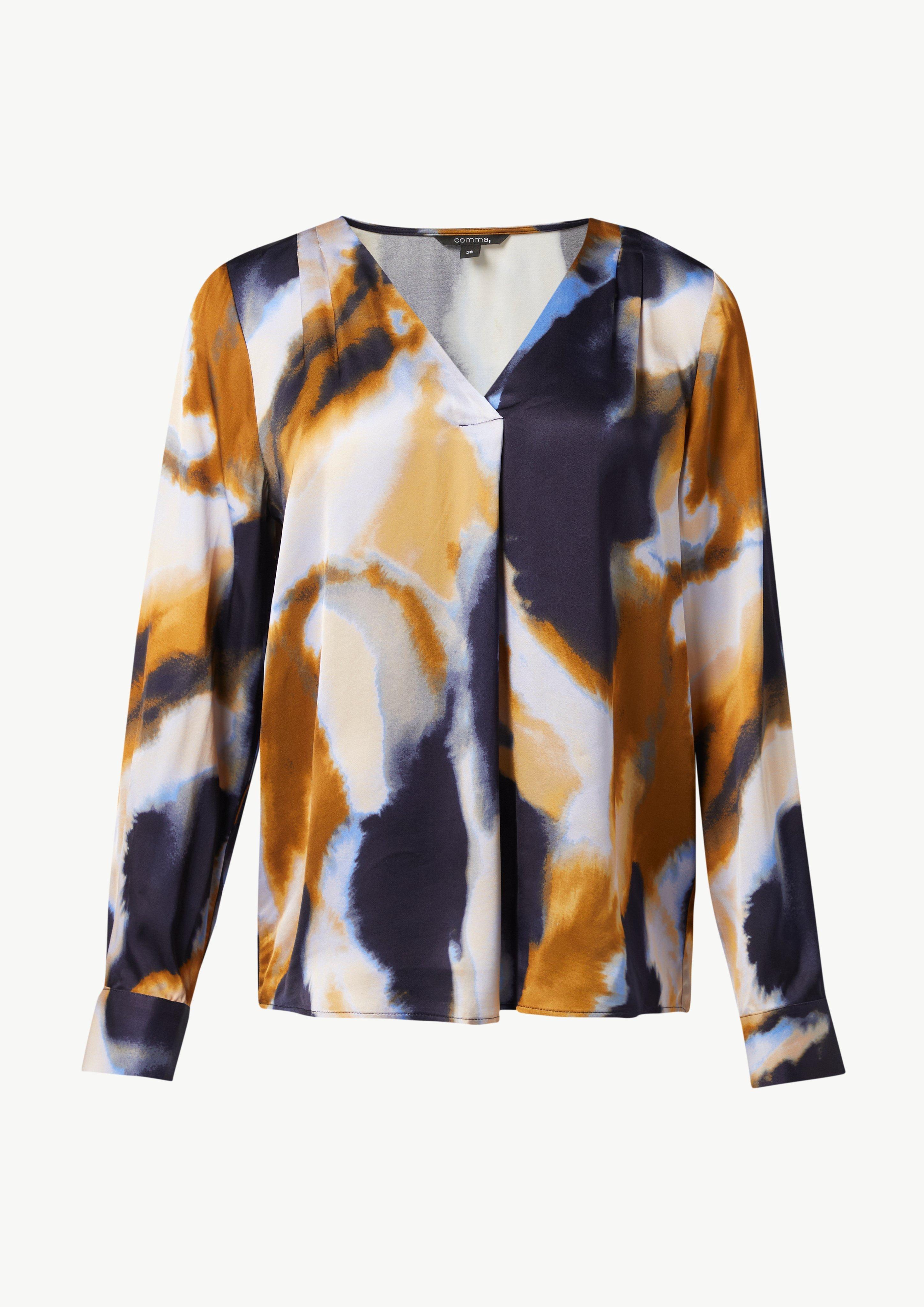 Satinbluse aus reiner Viskose - royalblau