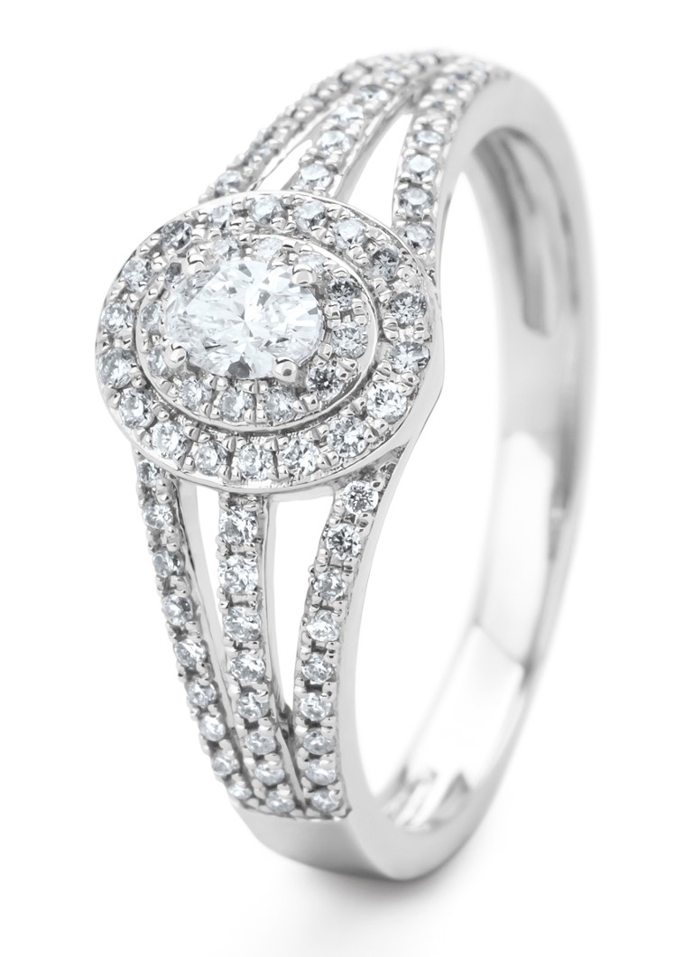 Inel cu vârf de diamant din aur alb, diamant de 0.38ct, Petite Romance