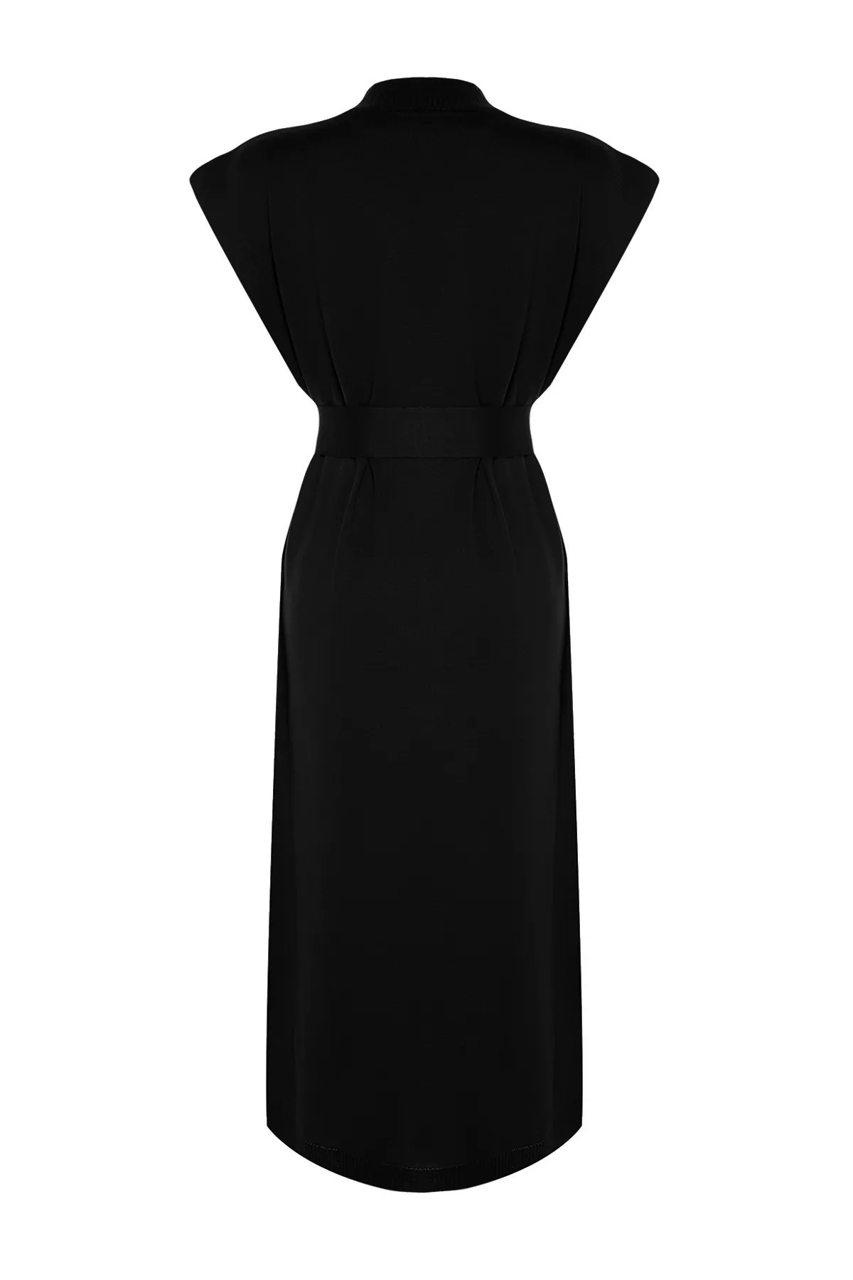 Trendyol Modest  Schwarzes Strickpulloverkleid mit Knöpfen und detaillierten Details TCTAW24UV00038