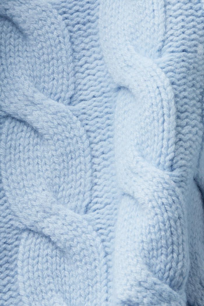 Zopfstrickpullover aus Wolle mit Schalkragen