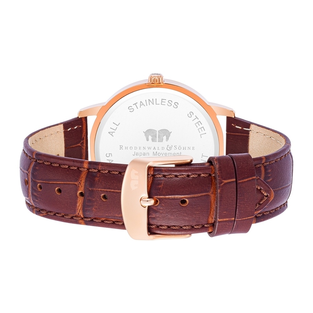 Rhodenwald & Söhne Montre à quartz Moonlight en Or rose Cuir véritable en Marron Montre