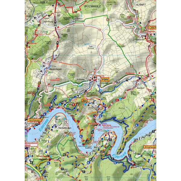 Wander- und Radwanderkarte Edersee, Nationalpark Kellerwald-Edersee und Umgebung - Wanderkarte