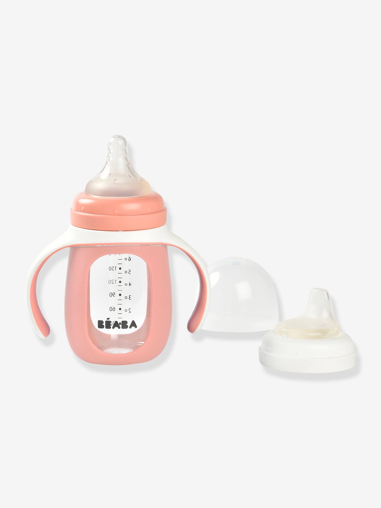 Biberon/tasse d'apprentissage 2 en 1 BEABA en verre (210 ml) bleu