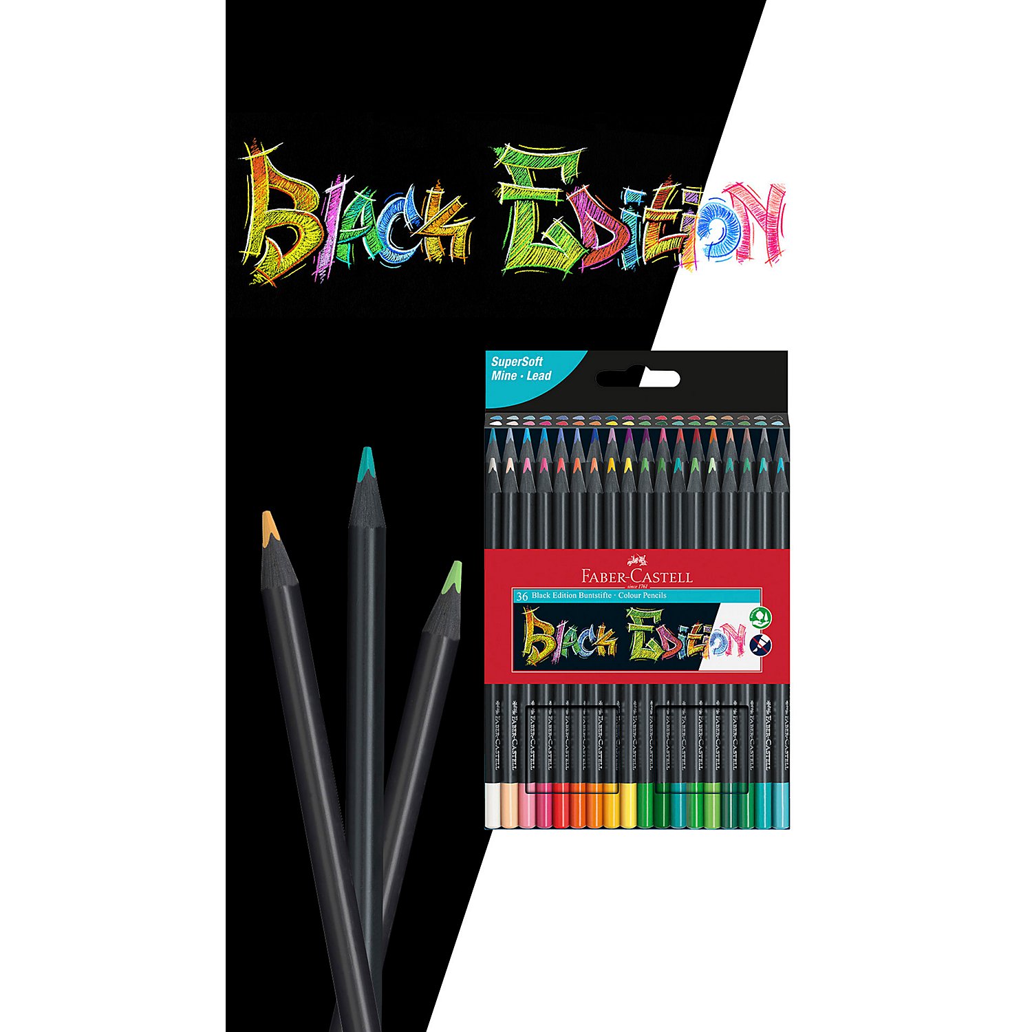 Buntstifte-Set Black Edition, 24 Stifte