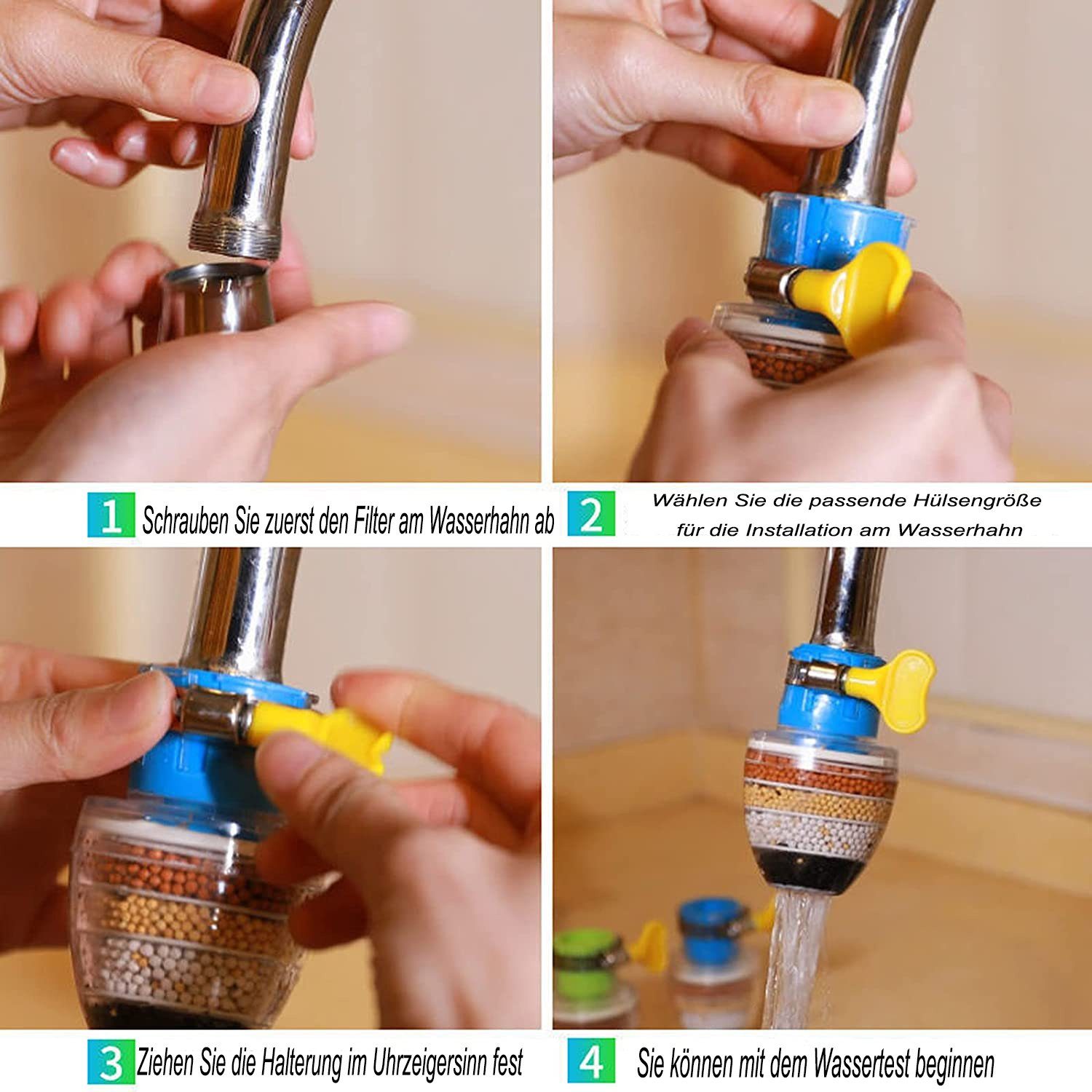 Einemgeld Waschtischarmatur 3 Stück Aktivkohle Wasserfilter Wasserhahn, Filter für Trinkwasser
