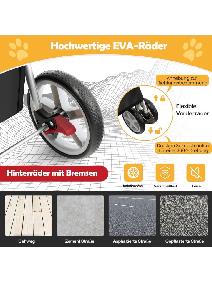 COSTWAY Hundewagen in Schwarz günstig kaufen 81 cm