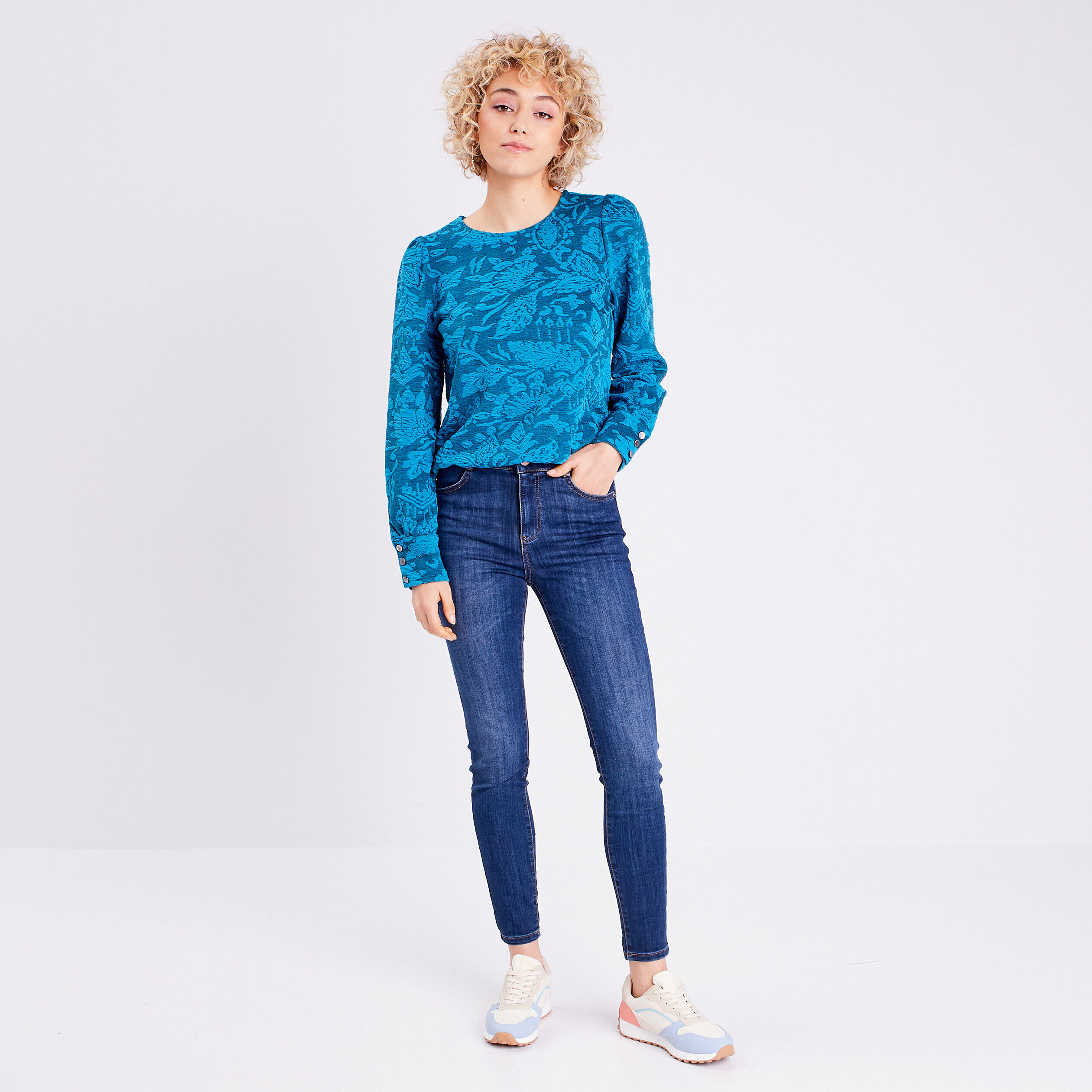 Sweat manches longues bleu femme | Cache Cache