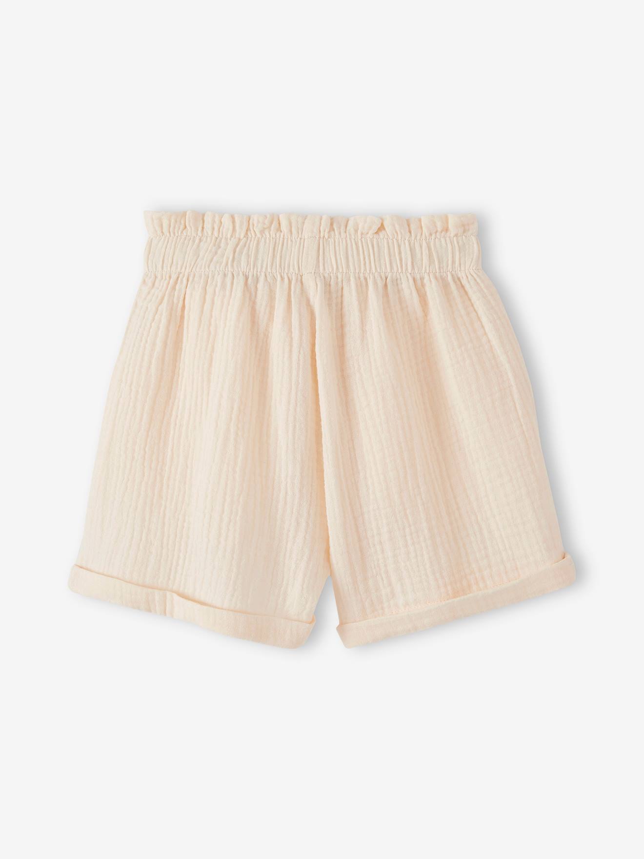 Vertbaudet Mädchen Paperbag-Shorts, Musselin - vanille