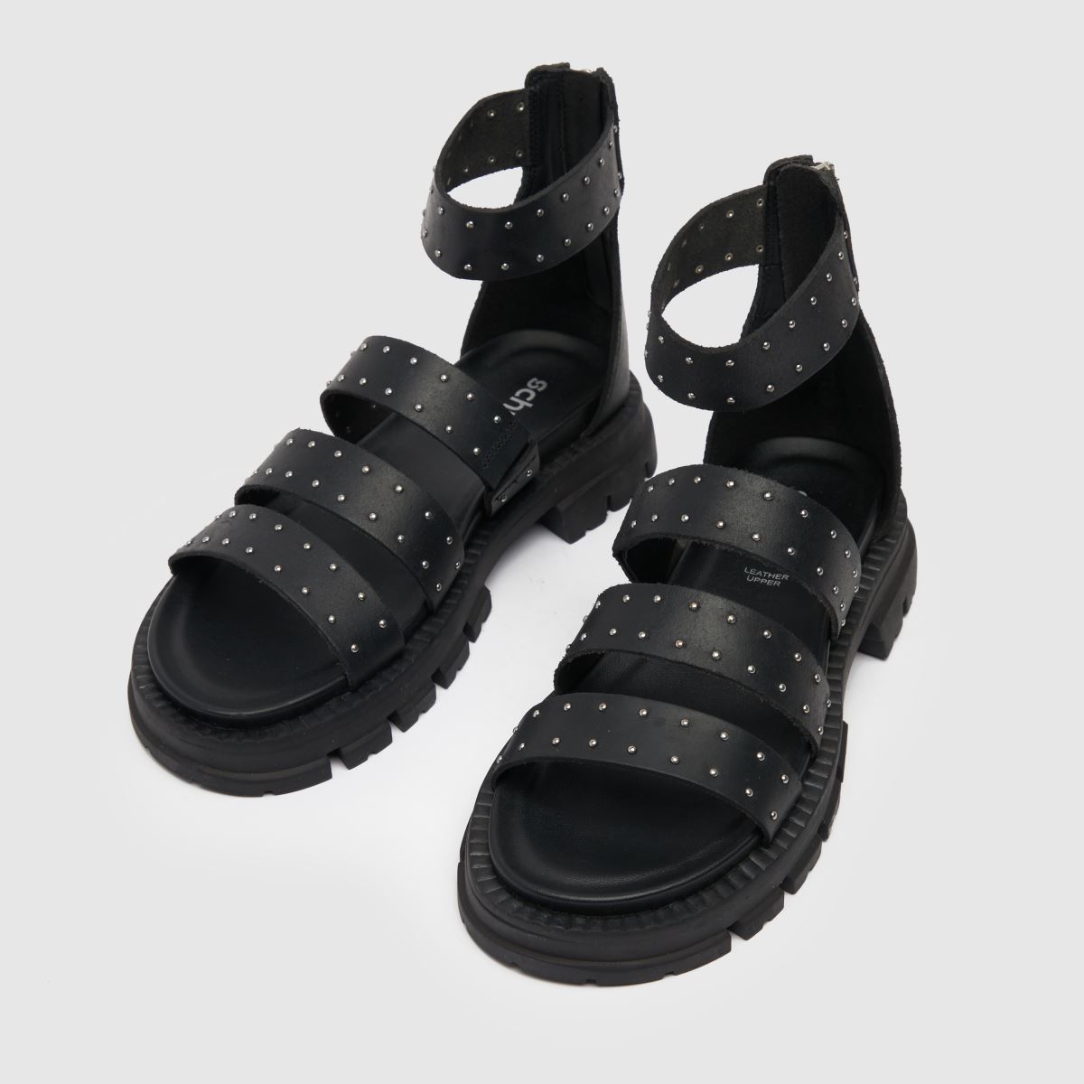 Schuh Tyler – Svarta grova sandaler med nitar