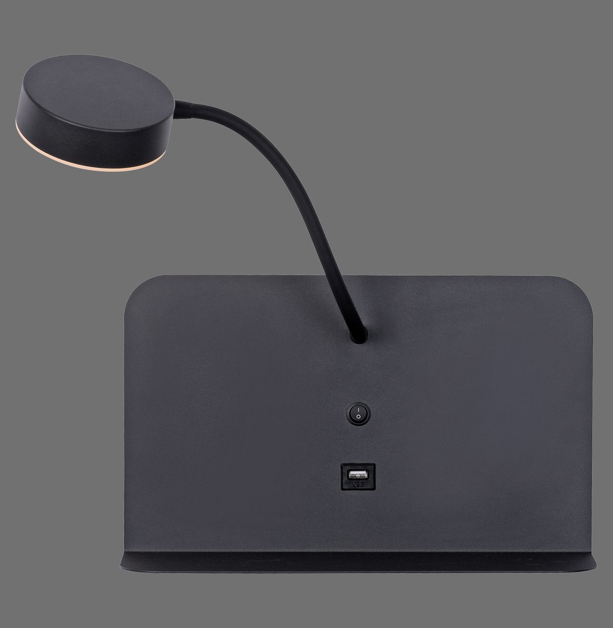 JUST LIGHT LeuchtenDirekt LED Wandleuchte BOARD, dreh- und schwenkbar, USB, 3000 K, Ablagefläche, Innenleuchte, IP20