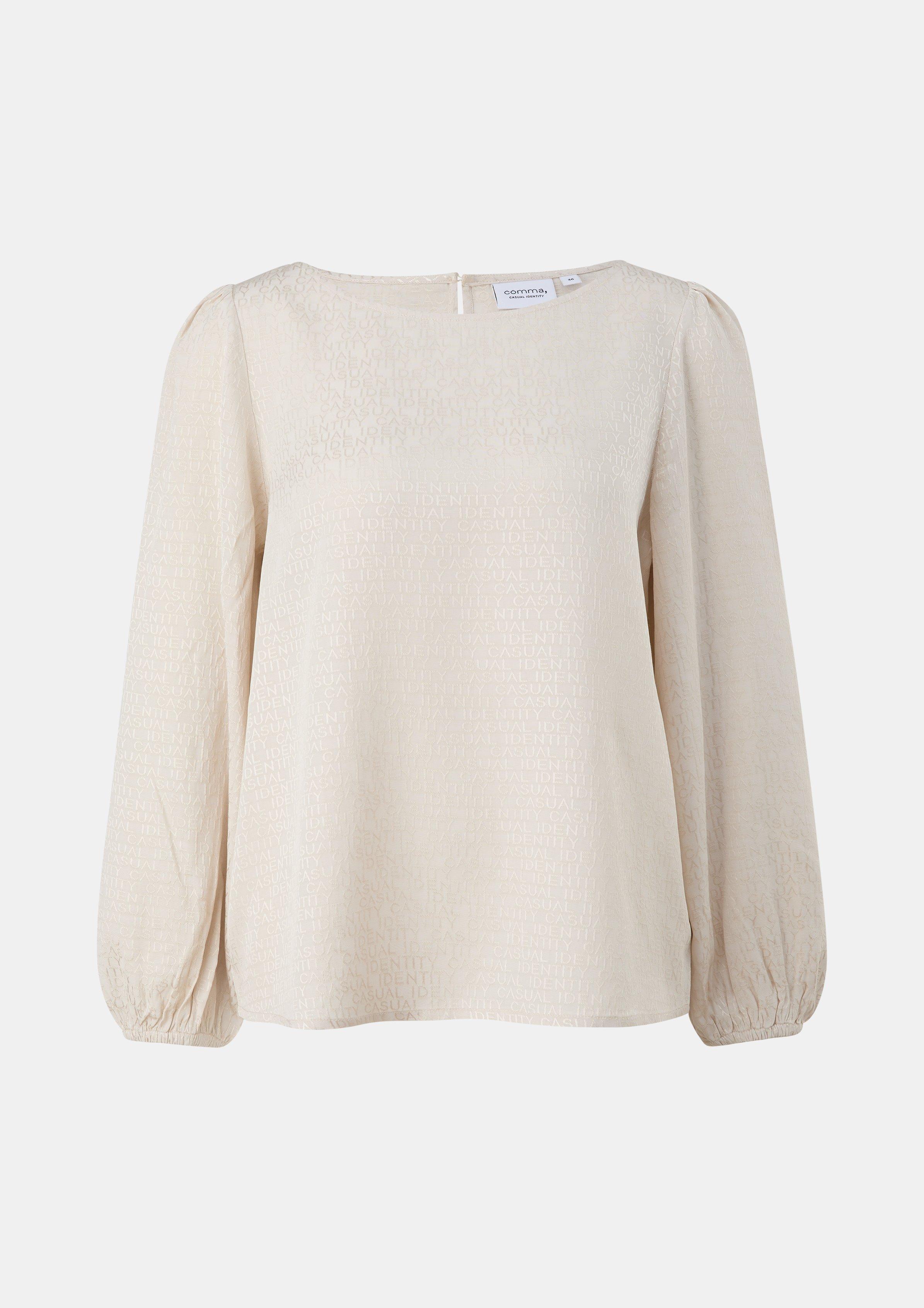 Jacquard-Bluse aus Viskose - helles beige