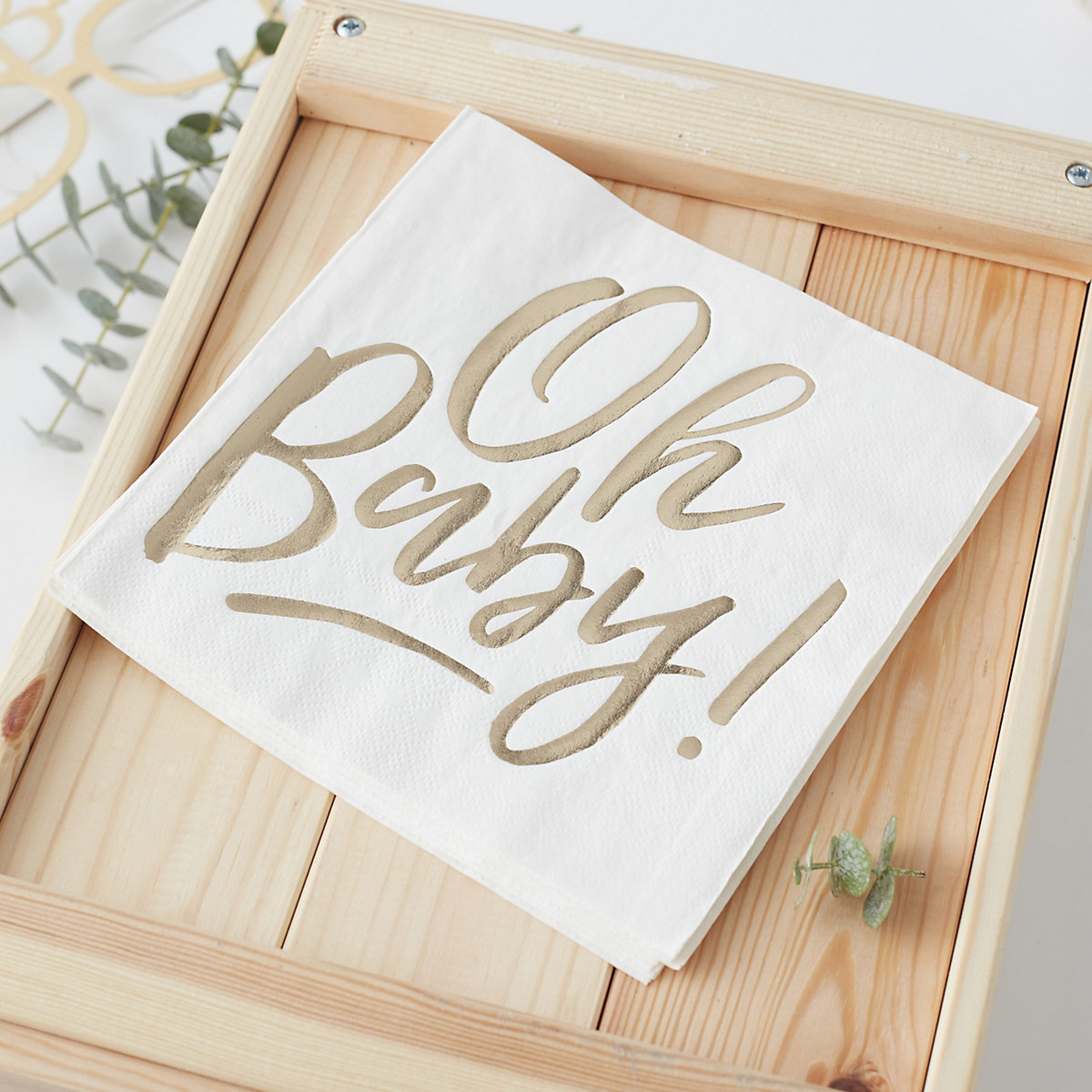 Servietten Oh baby mit goldener Schrift