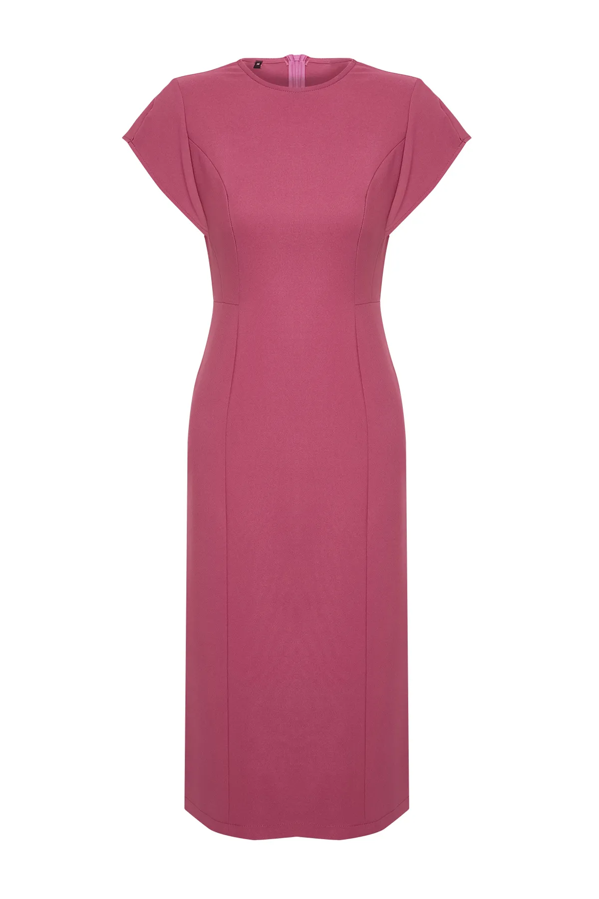 Trendyol Collection  Dried Rose Body Wrap Gewebtes Midikleid mit niedrigen Ärmeln und Rundhalsausschnitt TWOSS24EL00608