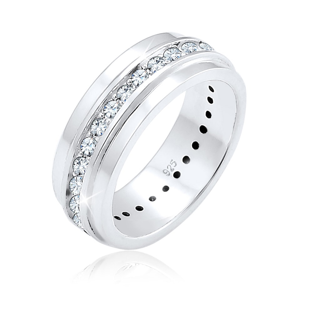 Elli Elli Bague Anneau de Bande Classique Cristaux Bague Femme - (925/1000) Argent Bague